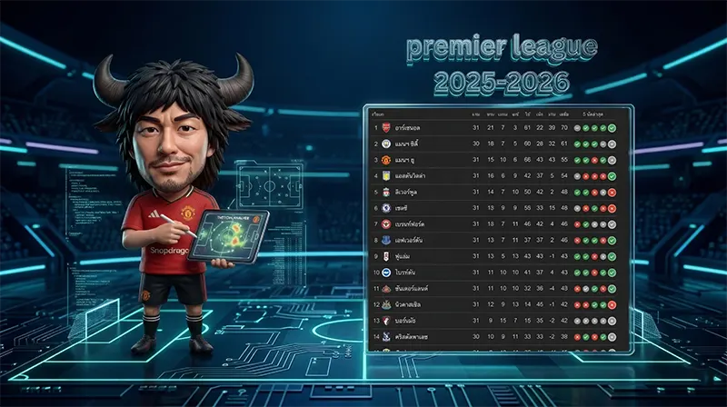 ตารางคะแนนพรีเมียร์ลีก โซนท็อป 5 แมนยู แอสตัน วิลล่า ลิเวอร์พูล ลุ้นแชมเปียนส์ลีก 2025-26
