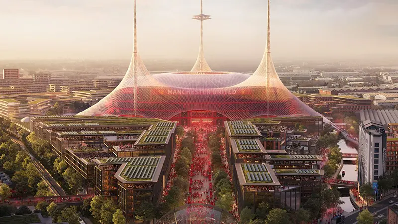 สนามใหม่แมนยู New Trafford Stadium 100000 ที่นั่ง Foster Partners Old Trafford Regeneration Manchester United 2026